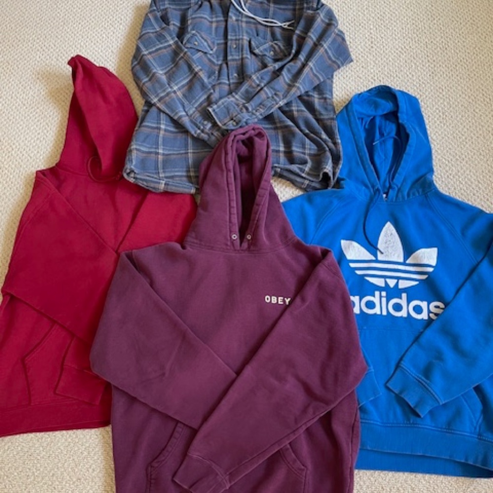 Men's Medium Sweatshirt Lot Of 4 Hoodies--Adidas/Obey/Russell/Urban--PreOwned